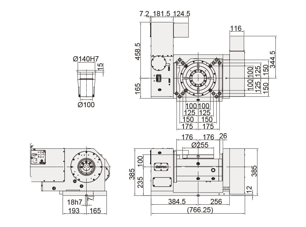 Roller Gear Cam Drive Tilting Rotary Table ø255