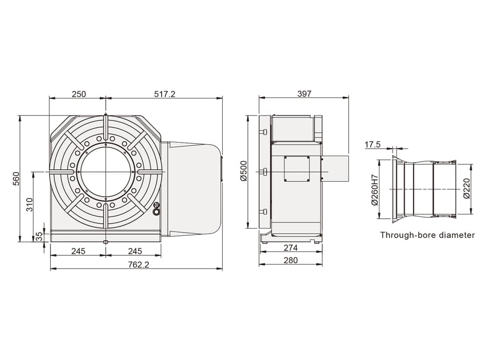 RCX-500HL Roller Gear Cam Drive Rotary Table ø500 RCX-500HL Roller Gear Cam Drive Rotary Table ø500