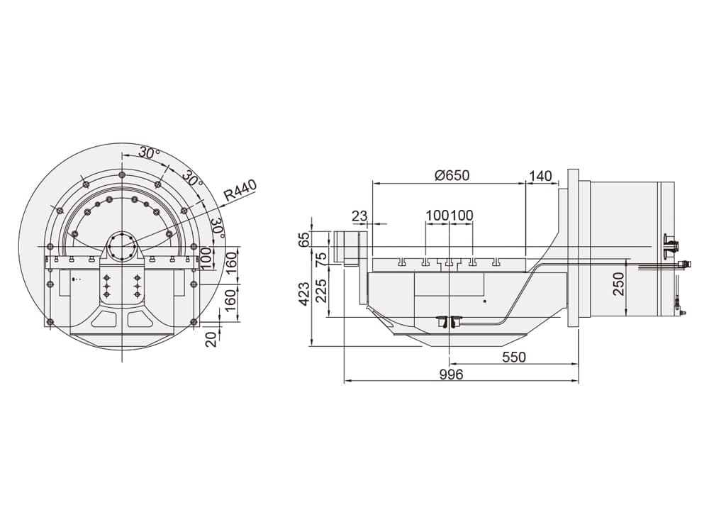 DDM Trunnion Tilting Rotary Table ø650