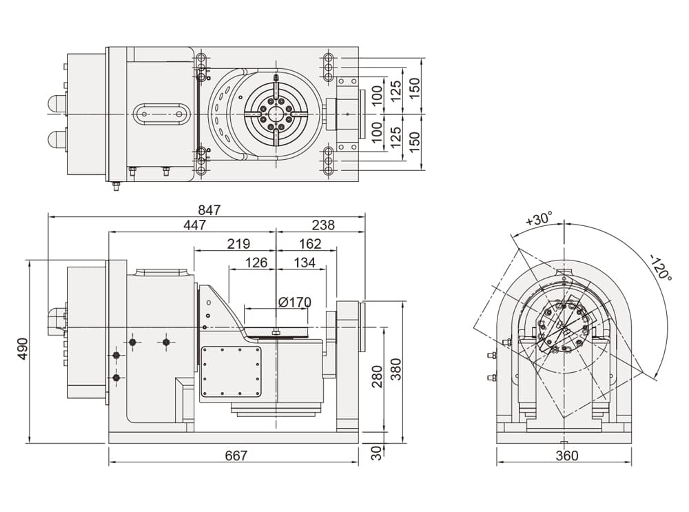 DDM Trunnion Tilting Rotary Table ø160