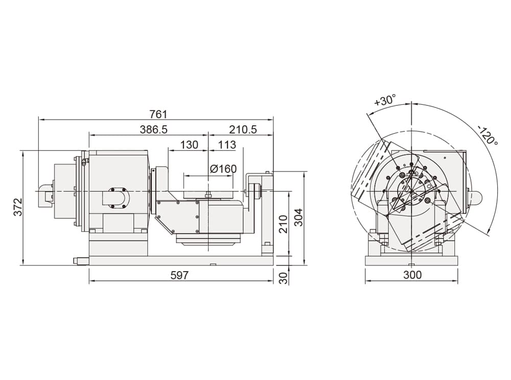 DDM Trunnion Tilting Rotary Table ø160