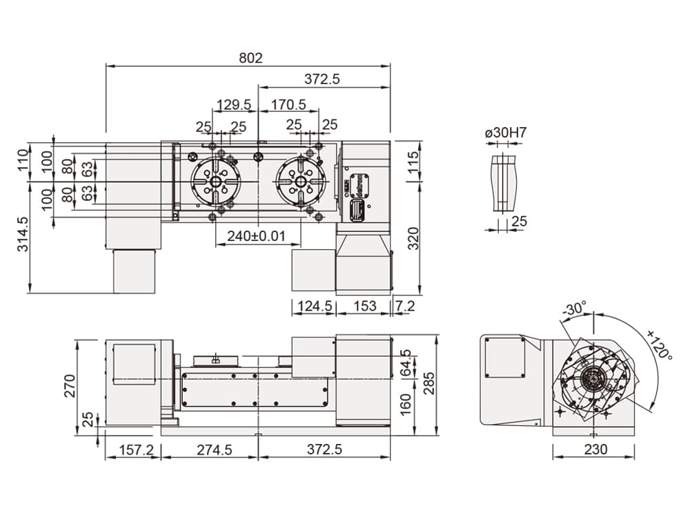 Multi Spindle Tilting Rotary Table ø125