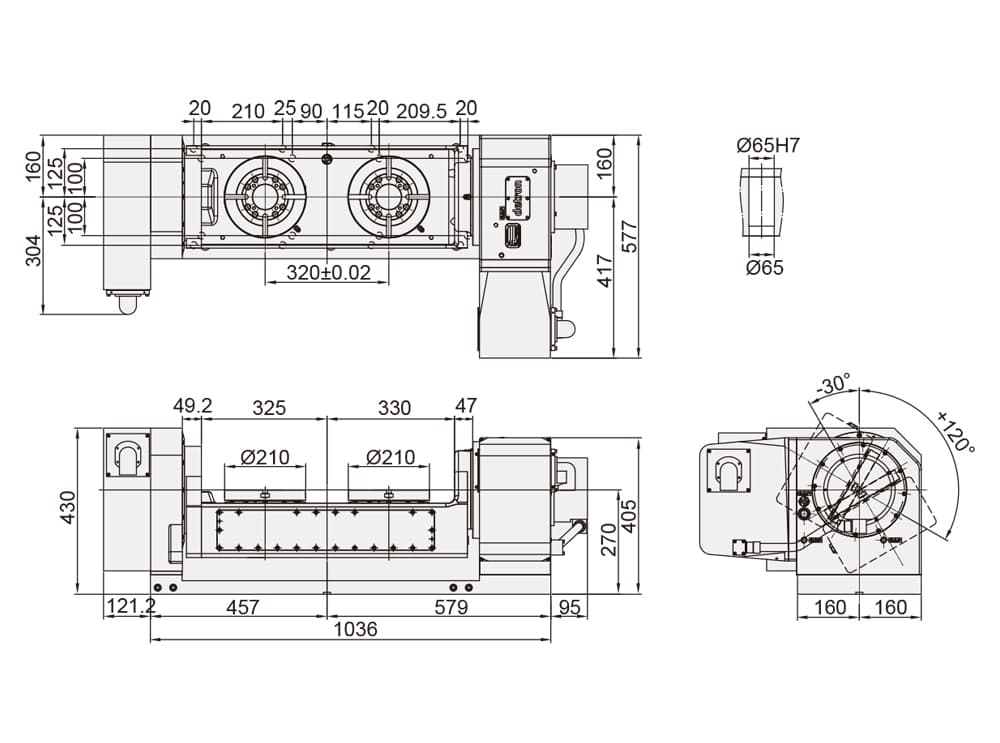 Multi Spindle Tilting Rotary Table ø210