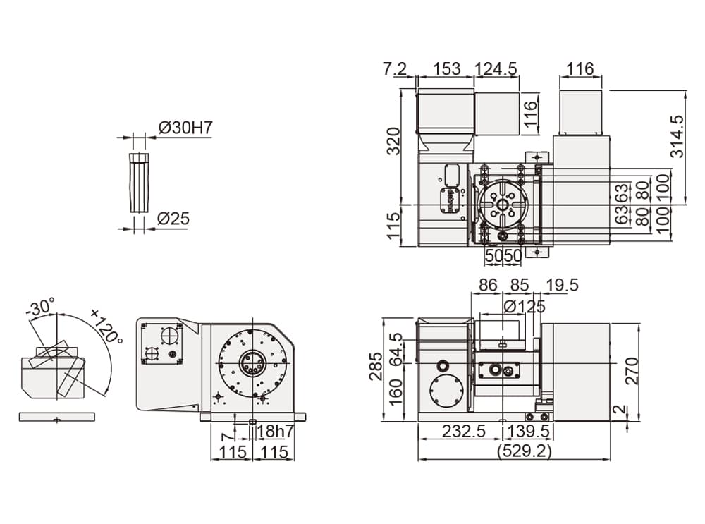 CNC Tilting Rotary Table ø125