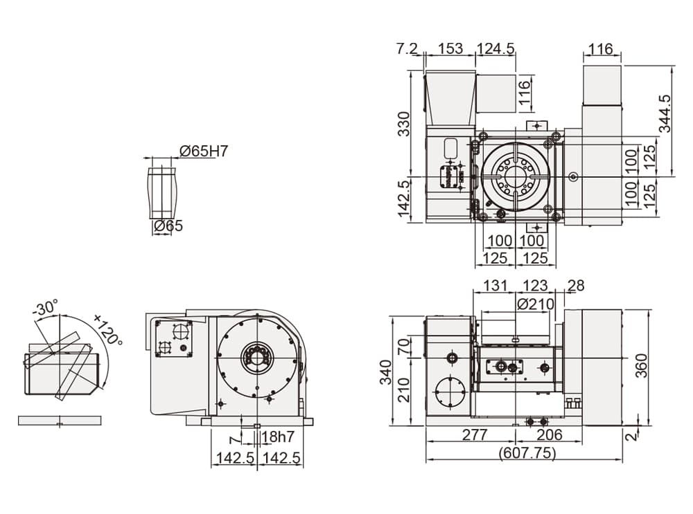 CNC Tilting Rotary Table ø210