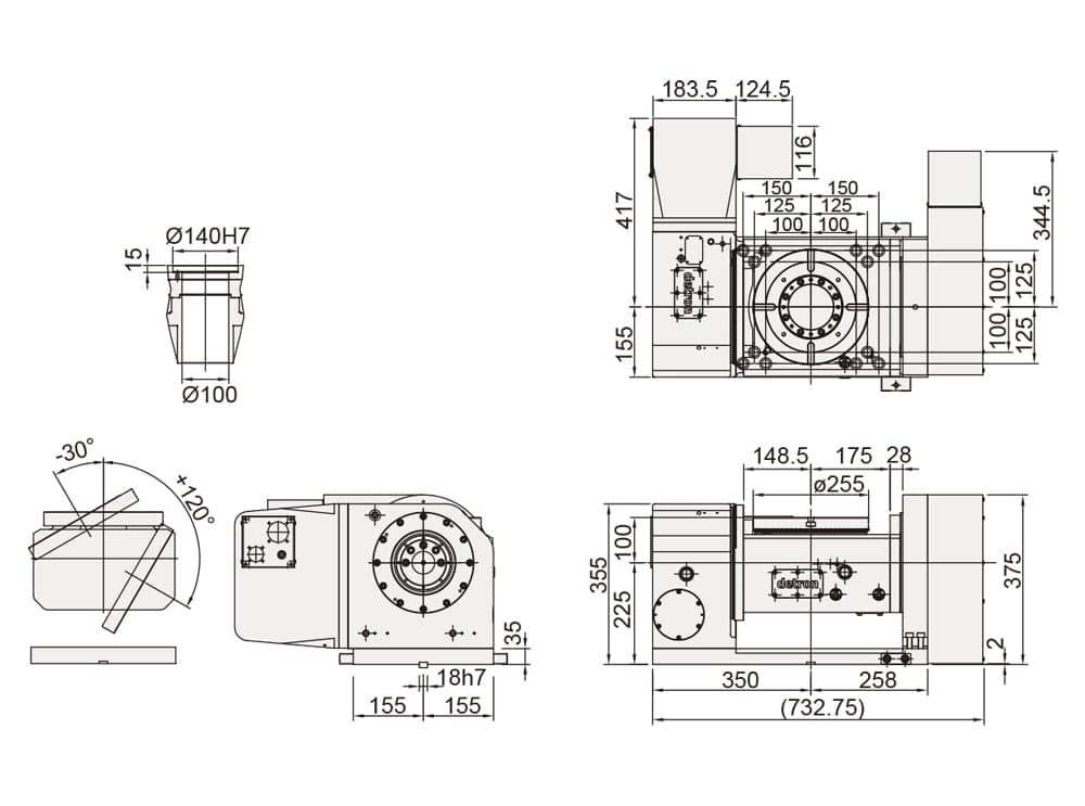 CNC Tilting Rotary Table ø255