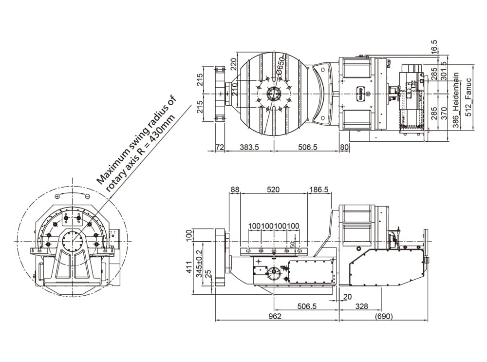 CNC Trunnion Tilting Rotary Table ø650