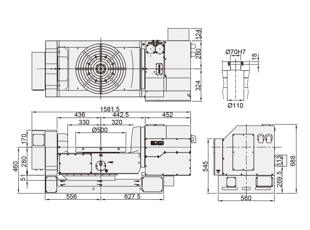 CNC Trunnion Tilting Rotary Table ø500