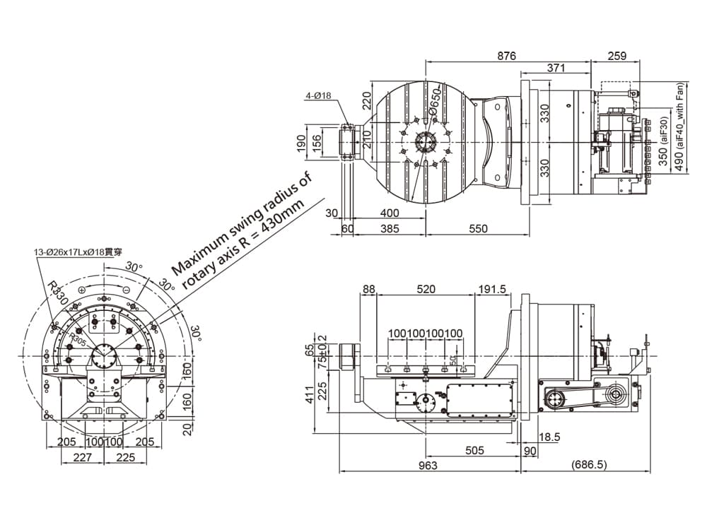 CNC Trunnion Tilting Rotary Table ø650~Ø720