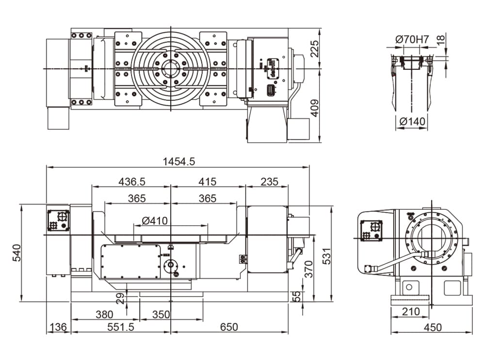 CNC Trunnion Tilting Rotary Table ø410