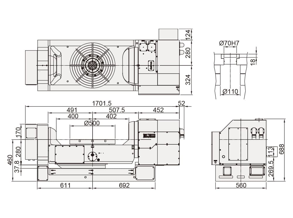 CNC Trunnion Tilting Rotary Table ø500