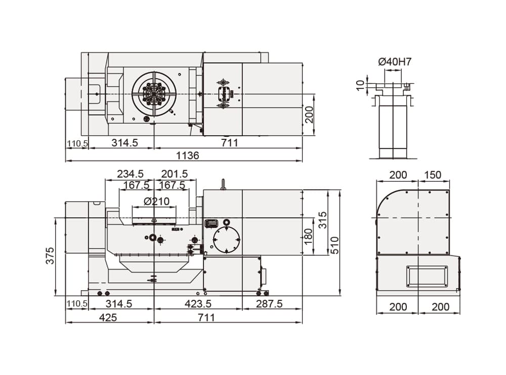 CNC Trunnion Tilting Rotary Table ø210