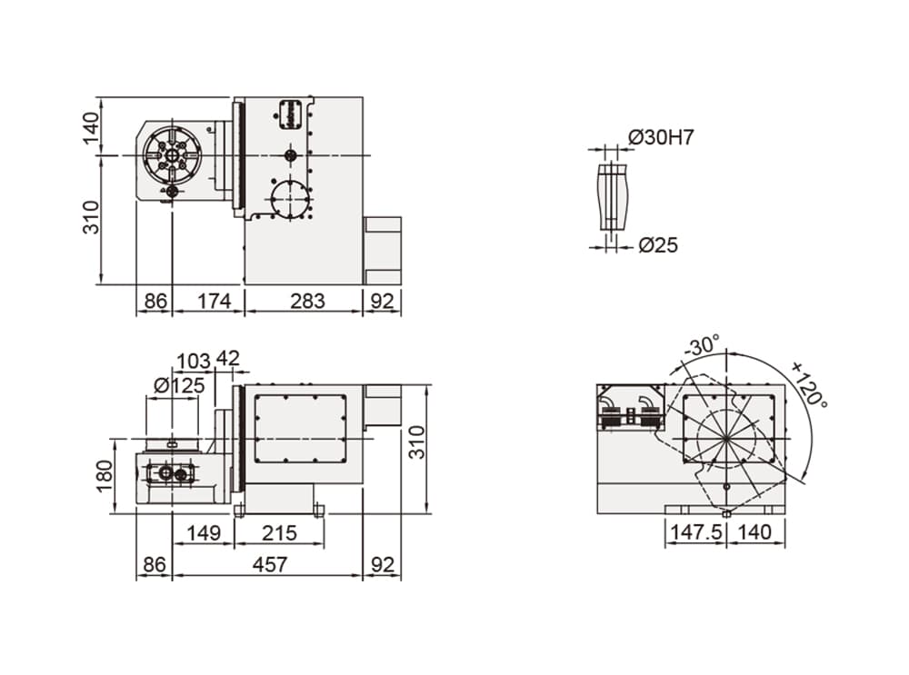 CNC Trunnion Tilting Rotary Table ø125